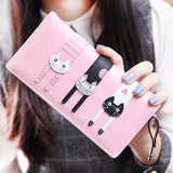 2017 New Fashion Envelope Women Wallet Cat Cartoon Wallet Long Creative Female Card Holder  PU wallet coin purses Girls