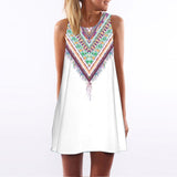 2018 Summer Dress Women Floral Print Chiffon Dress Sleeveless Boho Style Short Beach Dress Sundress Casual Shift Dresses Vestido