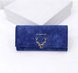 2017 New Fashion Wallet Female Women Purse Long Zipper Solid Candy Color Metal Christmas Deer Wallets PU Card Holders Brand