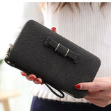 Colorful bowknot pendant PU Leather Long Casual Women Bow Wallet Coin Purse Ladies Handbag Day Clutch Bag 505