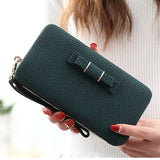 Colorful bowknot pendant PU Leather Long Casual Women Bow Wallet Coin Purse Ladies Handbag Day Clutch Bag 505