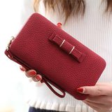 Colorful bowknot pendant PU Leather Long Casual Women Bow Wallet Coin Purse Ladies Handbag Day Clutch Bag 505