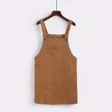 2018 Women Retro Corduroy Dress Autumn Spring Suspender Sundress Sarafan Loose Vest Overall Dress Female Natural Casual Dresses