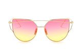 Emosnia Mirror Cateye Goggle Sunglass Ladies Fashion Metal Frame Pink Sunglasses Women Flat Top Brand Design Female Eyewear 2018