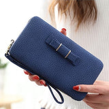 Purse bow wallet female famous brand card holders cellphone pocket PU leather women money bag clutch women wallet 505