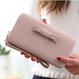 Purse bow wallet female famous brand card holders cellphone pocket PU leather women money bag clutch women wallet 505