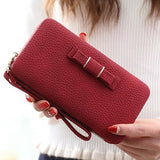 Purse bow wallet female famous brand card holders cellphone pocket PU leather women money bag clutch women wallet 505