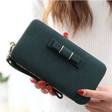 Purse bow wallet female famous brand card holders cellphone pocket PU leather women money bag clutch women wallet 505