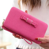 Purse bow wallet female famous brand card holders cellphone pocket PU leather women money bag clutch women wallet 505