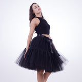 Petticoat 5 Layers 60cm Tutu Tulle Skirt Vintage Midi Pleated Skirts Womens Lolita Bridesmaid Wedding faldas Mujer saias jupe