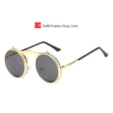 YOOSKE Vintage Steampunk Sunglasses Women Round Metal Frames Steam punk Sun Glasses Men Brand Designer Retro Eyewear UV400