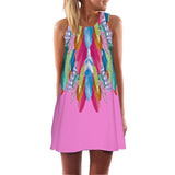 2018 Summer Dress Women Floral Print Chiffon Dress Sleeveless Boho Style Short Beach Dress Sundress Casual Shift Dresses Vestido