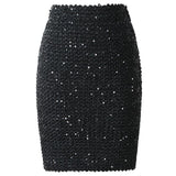 Neophil 2018 Spring Women Sequined Patchwork Shinny Pencil Mini Skirts High Waist Black Party Sexy Bandage Girls Long Saia S1802