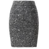 Neophil 2018 Spring Women Sequined Patchwork Shinny Pencil Mini Skirts High Waist Black Party Sexy Bandage Girls Long Saia S1802