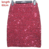 Neophil 2018 Spring Women Sequined Patchwork Shinny Pencil Mini Skirts High Waist Black Party Sexy Bandage Girls Long Saia S1802