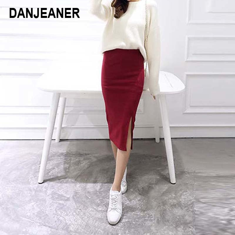 2016 Summer skirts Sexy Chic Pencil Skirts Women Skirt Wool Rib Knit Long Skirt Package Hip Split Waist midi skirt maxi A919