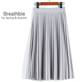 Spring and Autumn New  Fashion Women's High Waist Pleated Solid Color Half Length Elastic Skirt Promotions Lady Black Pink