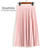 Spring and Autumn New  Fashion Women's High Waist Pleated Solid Color Half Length Elastic Skirt Promotions Lady Black Pink