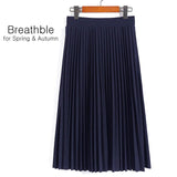 Spring and Autumn New  Fashion Women's High Waist Pleated Solid Color Half Length Elastic Skirt Promotions Lady Black Pink