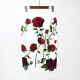 Hermicci 2018 Summer Style Pencil Skirt Women High Waist Green Skirts Vintage Elegant Bodycon Floral Print Midi Skirt