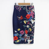 Hermicci 2018 Summer Style Pencil Skirt Women High Waist Green Skirts Vintage Elegant Bodycon Floral Print Midi Skirt