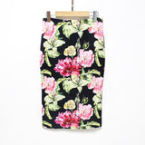 Hermicci 2018 Summer Style Pencil Skirt Women High Waist Green Skirts Vintage Elegant Bodycon Floral Print Midi Skirt