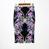 Hermicci 2018 Summer Style Pencil Skirt Women High Waist Green Skirts Vintage Elegant Bodycon Floral Print Midi Skirt