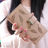 2018 Women Wallet Purse Female Long Wallet Gold Hollow Leaves Pouch Handbag For Women Coin Purse Card Holders Portefeuille Femme