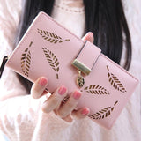 2018 Women Wallet Purse Female Long Wallet Gold Hollow Leaves Pouch Handbag For Women Coin Purse Card Holders Portefeuille Femme