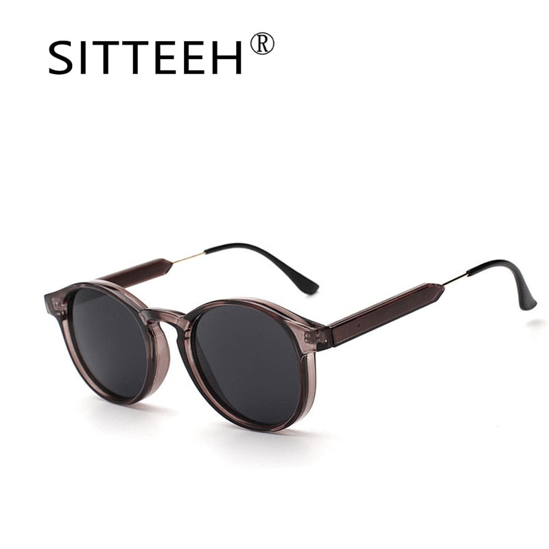 SITTEEH Sun glasses round gothic steampunk Vintage sunglasses for men women Brand design steampunk vintage classic mirror SI14