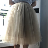 6Layers 65cm Fashion Tulle Skirt Pleated Tutu Skirts Womens Lolita Petticoat Bridesmaids Vintage Midi Skirt Jupe Saias faldas