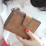 Fashion Small Female Purse short purse Lady Letter Snap Fastener Zipper Short Clutch Wallet Solid Vintage Matte Women Wallet