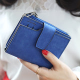 Fashion Small Female Purse short purse Lady Letter Snap Fastener Zipper Short Clutch Wallet Solid Vintage Matte Women Wallet