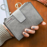 Fashion Small Female Purse short purse Lady Letter Snap Fastener Zipper Short Clutch Wallet Solid Vintage Matte Women Wallet