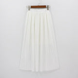 Hermicci 2018 Summer Pleated Ankle-length Maxi Skirt Long Vintage Women Metallic Skirt