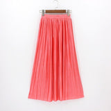 Hermicci 2018 Summer Pleated Ankle-length Maxi Skirt Long Vintage Women Metallic Skirt