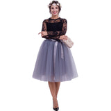 6Layers 65cm Fashion Tulle Skirt Pleated Tutu Skirts Womens Lolita Petticoat Bridesmaids Vintage Midi Skirt Jupe Saias faldas