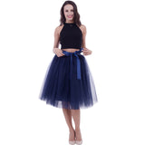 6Layers 65cm Fashion Tulle Skirt Pleated Tutu Skirts Womens Lolita Petticoat Bridesmaids Vintage Midi Skirt Jupe Saias faldas