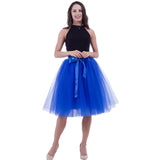 6Layers 65cm Fashion Tulle Skirt Pleated Tutu Skirts Womens Lolita Petticoat Bridesmaids Vintage Midi Skirt Jupe Saias faldas