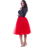 6Layers 65cm Fashion Tulle Skirt Pleated Tutu Skirts Womens Lolita Petticoat Bridesmaids Vintage Midi Skirt Jupe Saias faldas