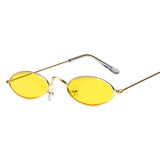 Oulylan Small Oval Sunglasses Men Women Retro Metal Frame Yellow Red Vintage Tiny Round Skinny Male Female Sun Glasses UV400