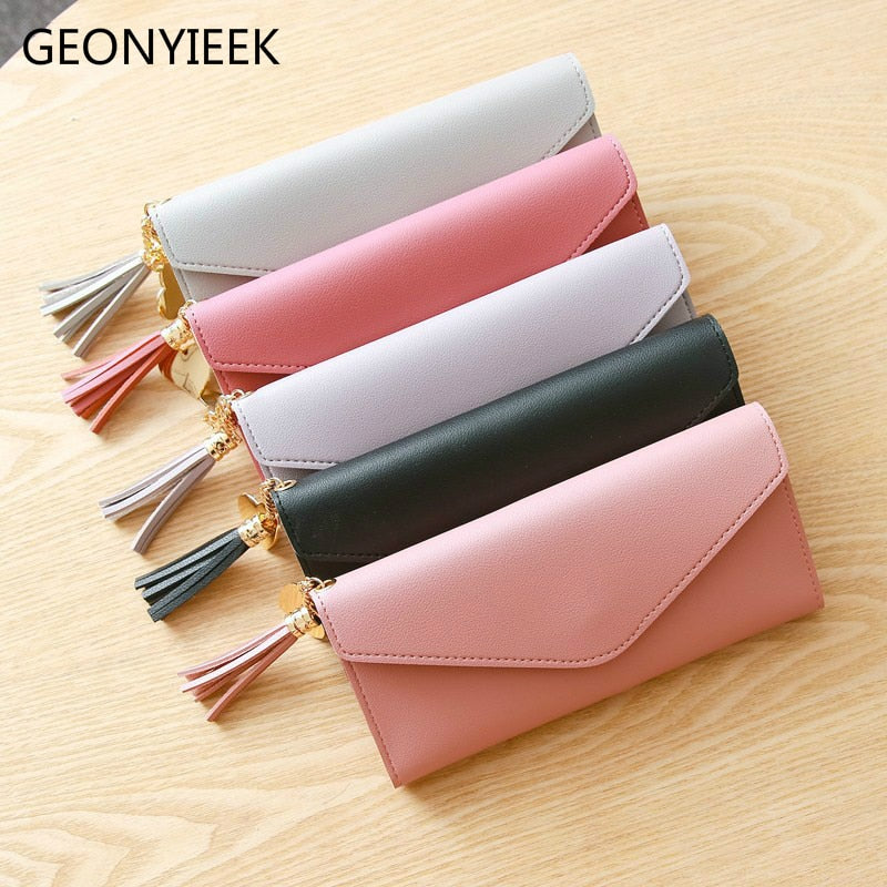 Long Wallet Women Purses Tassel Fashion Coin Purse Card Holder Wallets Female High Quality Clutch Money Bag PU Leather Wallet