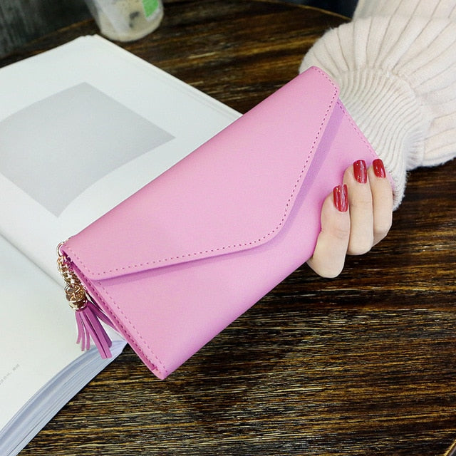 Long Wallet Women Purses Tassel Fashion Coin Purse Card Holder Wallets Female High Quality Clutch Money Bag PU Leather Wallet