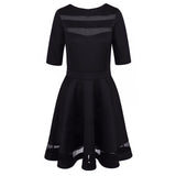 2018 Women Dress Spring Summer European Style Ladies Knee Length Vintage Mesh Sexy Black Party Dresses Vestidos Black Dress S-XL