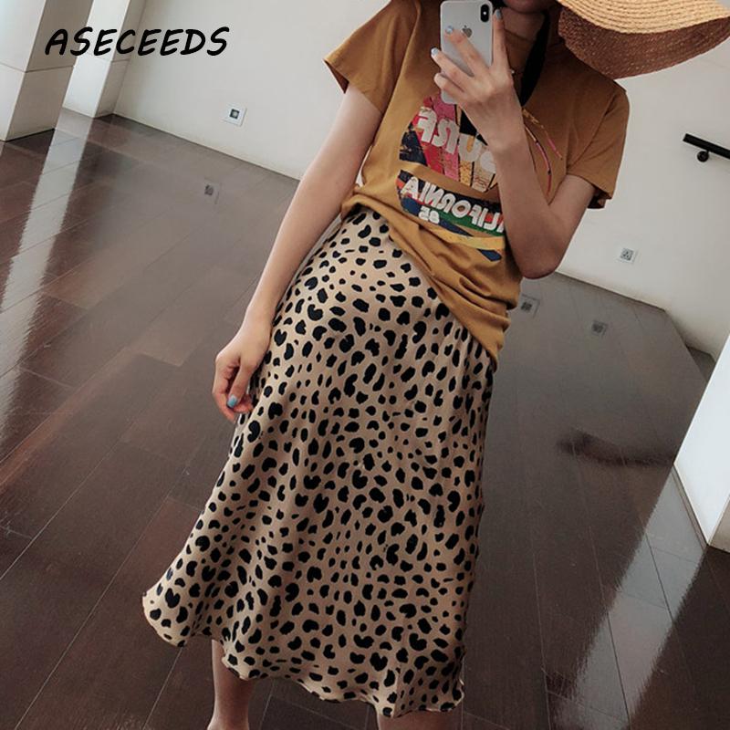 Summer 2018 kawaii boho bodycon leopard print high waist skirts womens midi leopard skirt punk streetwear korean style