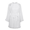 Simplee Lace up backless mesh dress women Elegant stringy selvedge sash mini dress Fashion long flare sleeve dresses vestidos