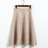 Neophil Women Suede High Waist Midi Skirt 2018 Winter Vintage Style Pleated Ladies A Line Black Flare Skirt Saia Femininas S1802