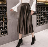 2018 Autumn Winter Velvet Skirt High Waisted Skinny Large Swing Long Pleated Skirts Metallic 18 Colors Plus Size 3XL Midi Saia