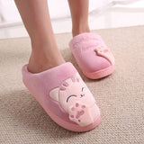 Women Winter Home Slippers Cartoon Cat Shoes Non-slip Soft Winter Warm House Slippers Indoor Bedroom Lovers Couples Floor Shoes