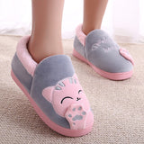 Women Winter Home Slippers Cartoon Cat Shoes Non-slip Soft Winter Warm House Slippers Indoor Bedroom Lovers Couples Floor Shoes